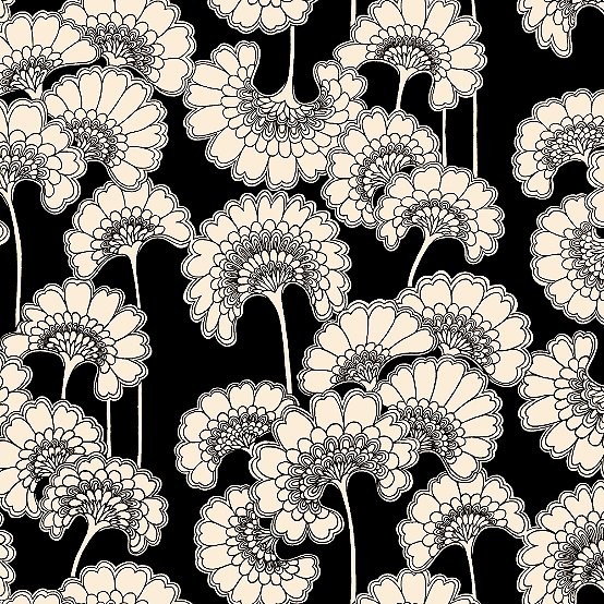 carta da parati di design giapponese,bianco e nero,fiore,modello,pianta,design