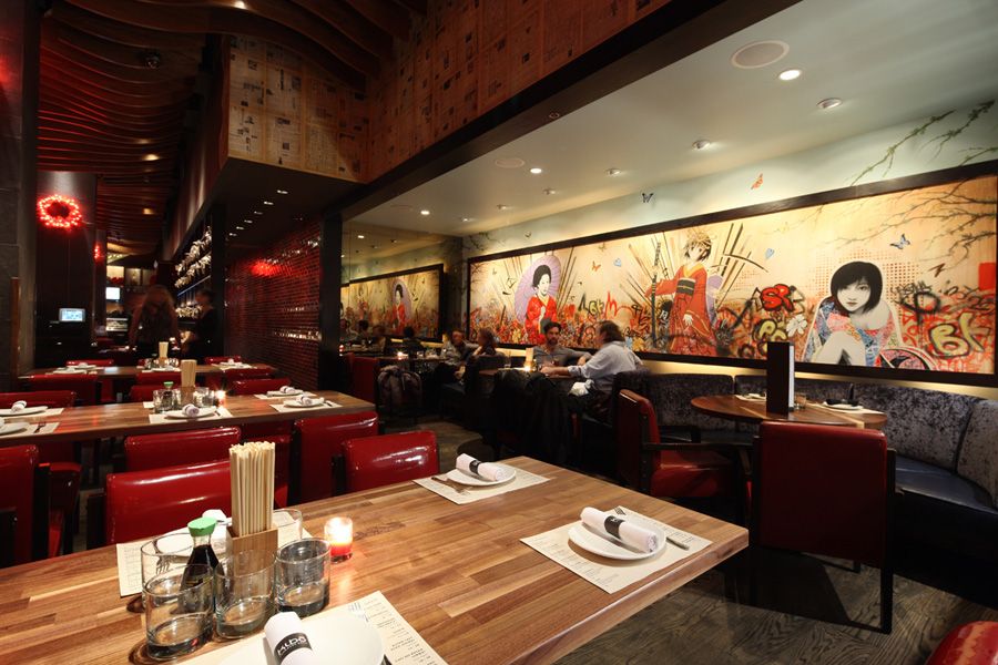 papel tapiz de diseño japonés,restaurante,diseño de interiores,edificio,habitación,restaurante de comida rápida