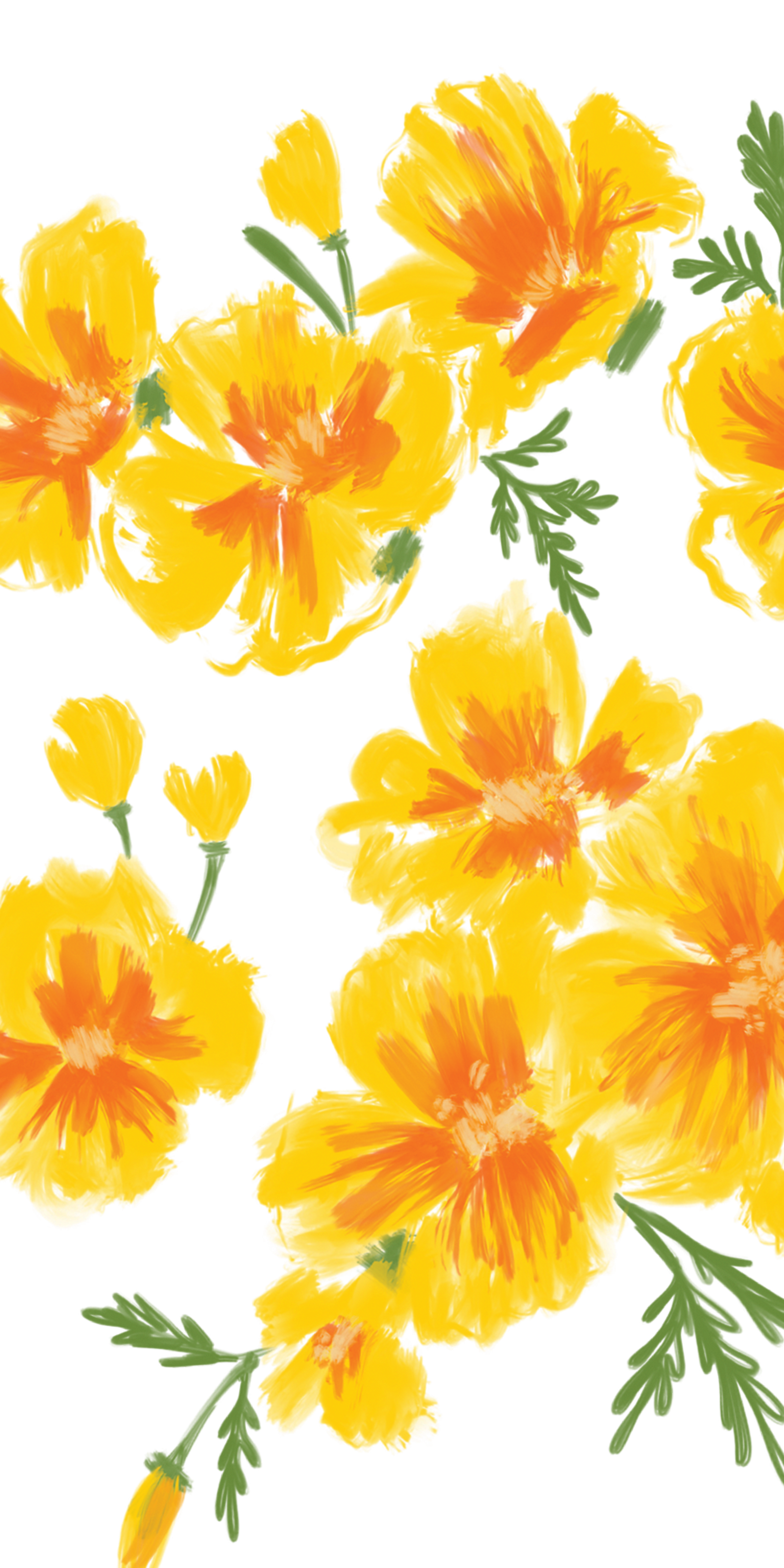 큰 패턴 벽지,꽃,노랑,꽃잎,식물,주황색