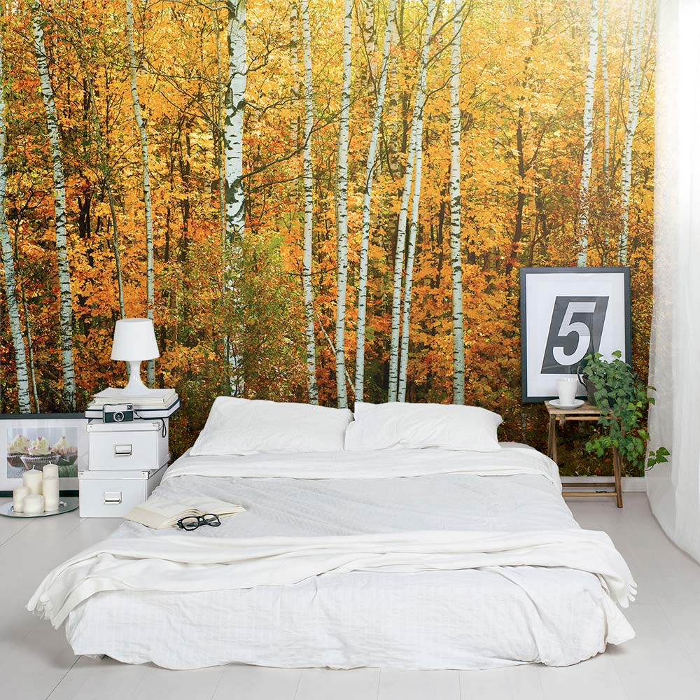 tree bedroom wallpaper,tree,bed,room,furniture,bedroom