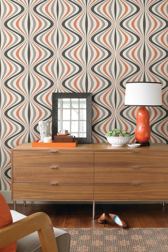 orange grey wallpaper,wallpaper,orange,interior design,furniture,wall