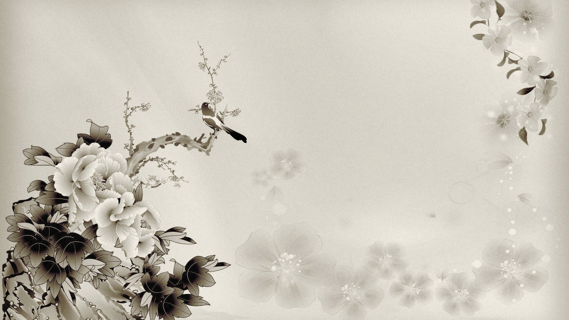 oriental style wallpaper,white,black and white,monochrome photography,monochrome,flower