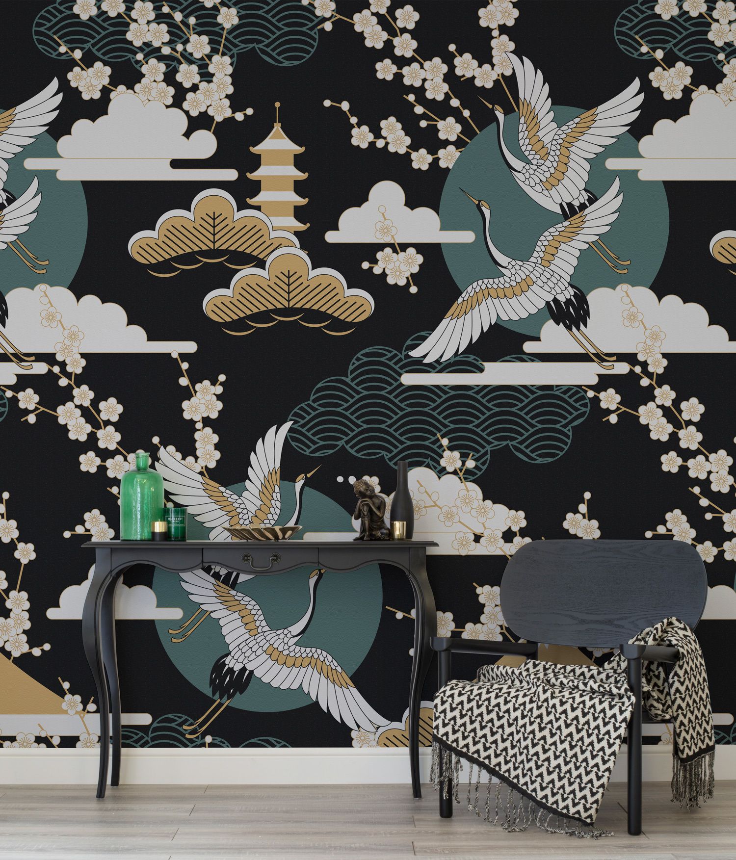 oriental style wallpaper,wallpaper,room,furniture,pattern,table