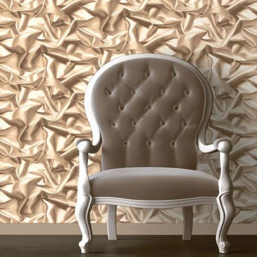 F72907 3d Gathered Silk Effect Crushed Velvet Muriva Wallpaper