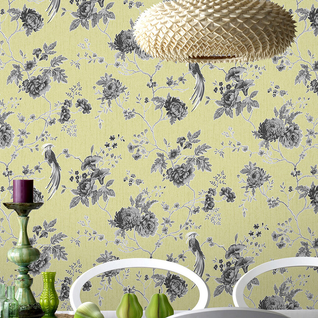 grey green wallpaper,wallpaper,yellow,wall,pattern,dandelion