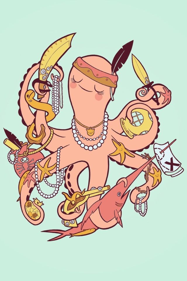 octopus iphone wallpaper,karikatur,illustration,clip art,kunst,erfundener charakter