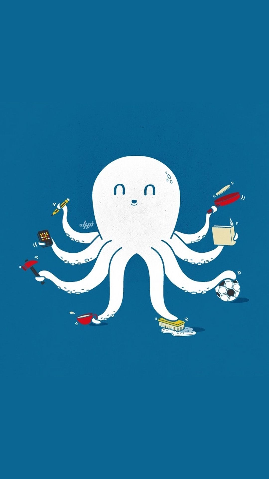 octopus iphone wallpaper,tintenfisch,kopffüßer,karikatur,illustration,riesenpazifischer tintenfisch