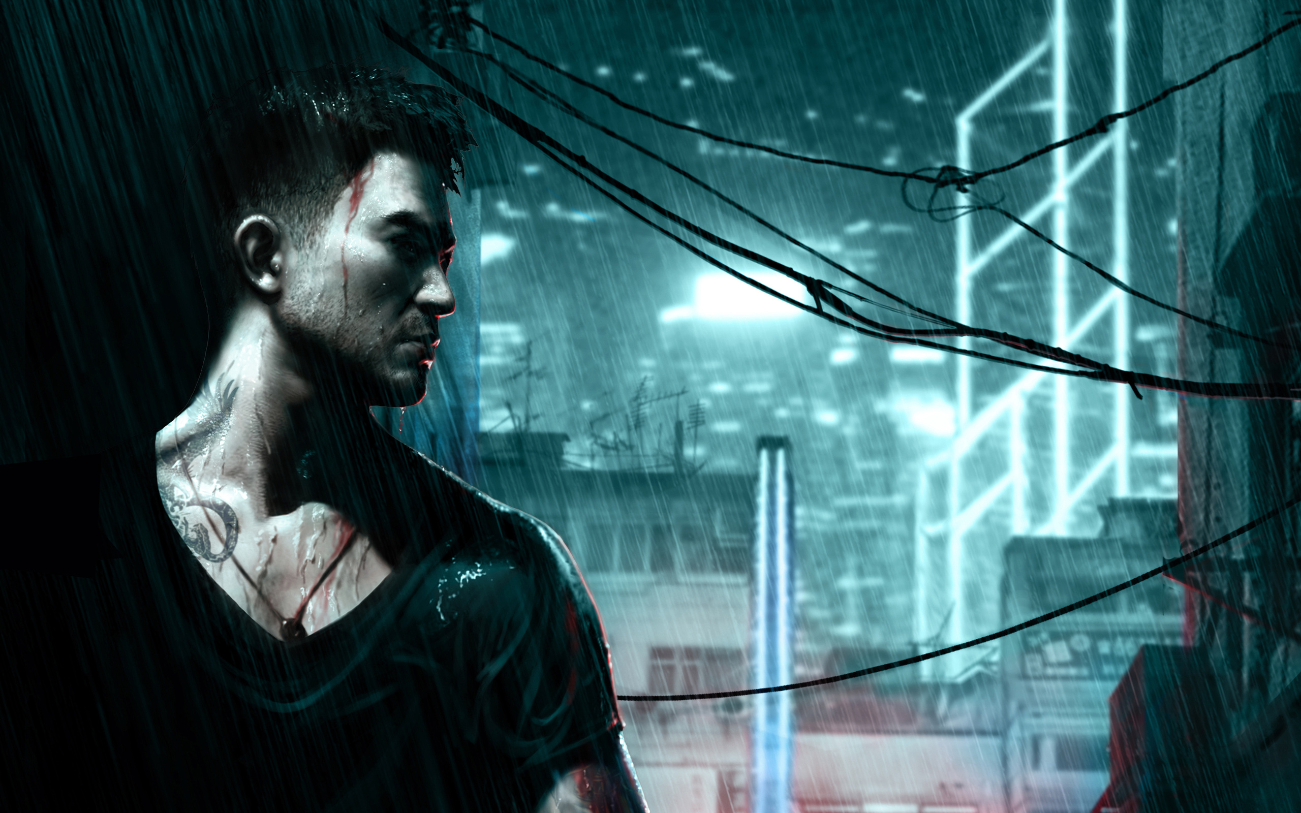 sleeping dogs wallpaper,human,darkness,cool,digital compositing,photography