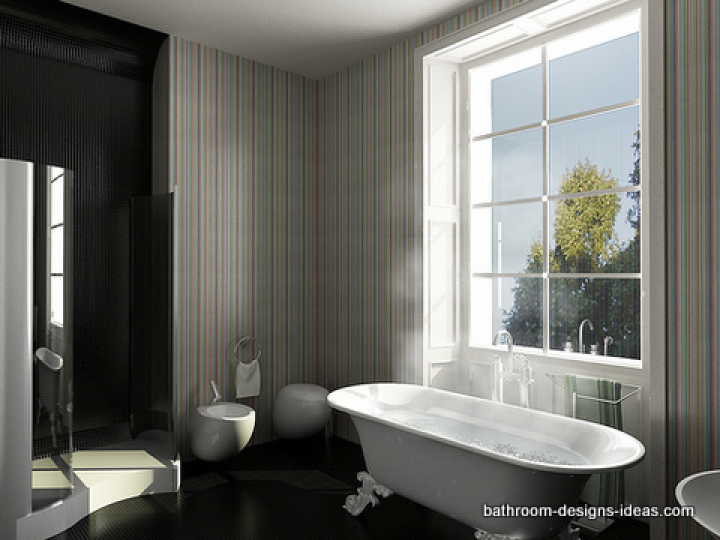striped wallpaper for bathrooms,bathroom,room,property,interior design,bathtub