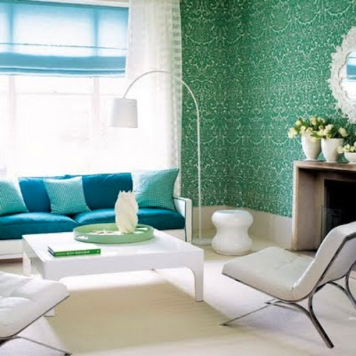 green wallpaper living room,living room,room,interior design,green,furniture