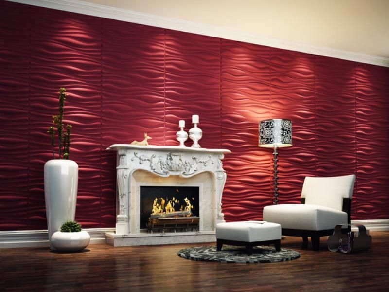 red wallpaper designs for living room,living room,hearth,room,fireplace,interior design