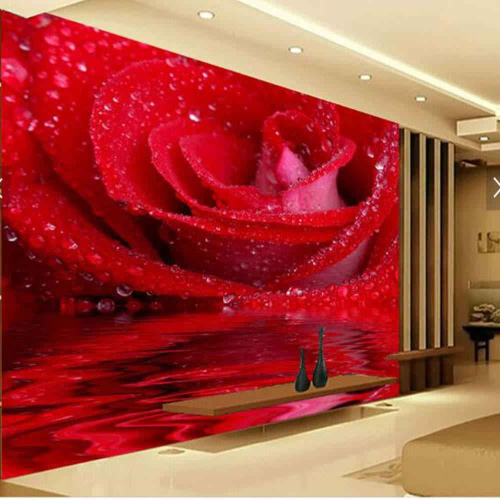 거실을위한 빨간 벽지 디자인,빨간,분홍,인테리어 디자인,벽지,장미