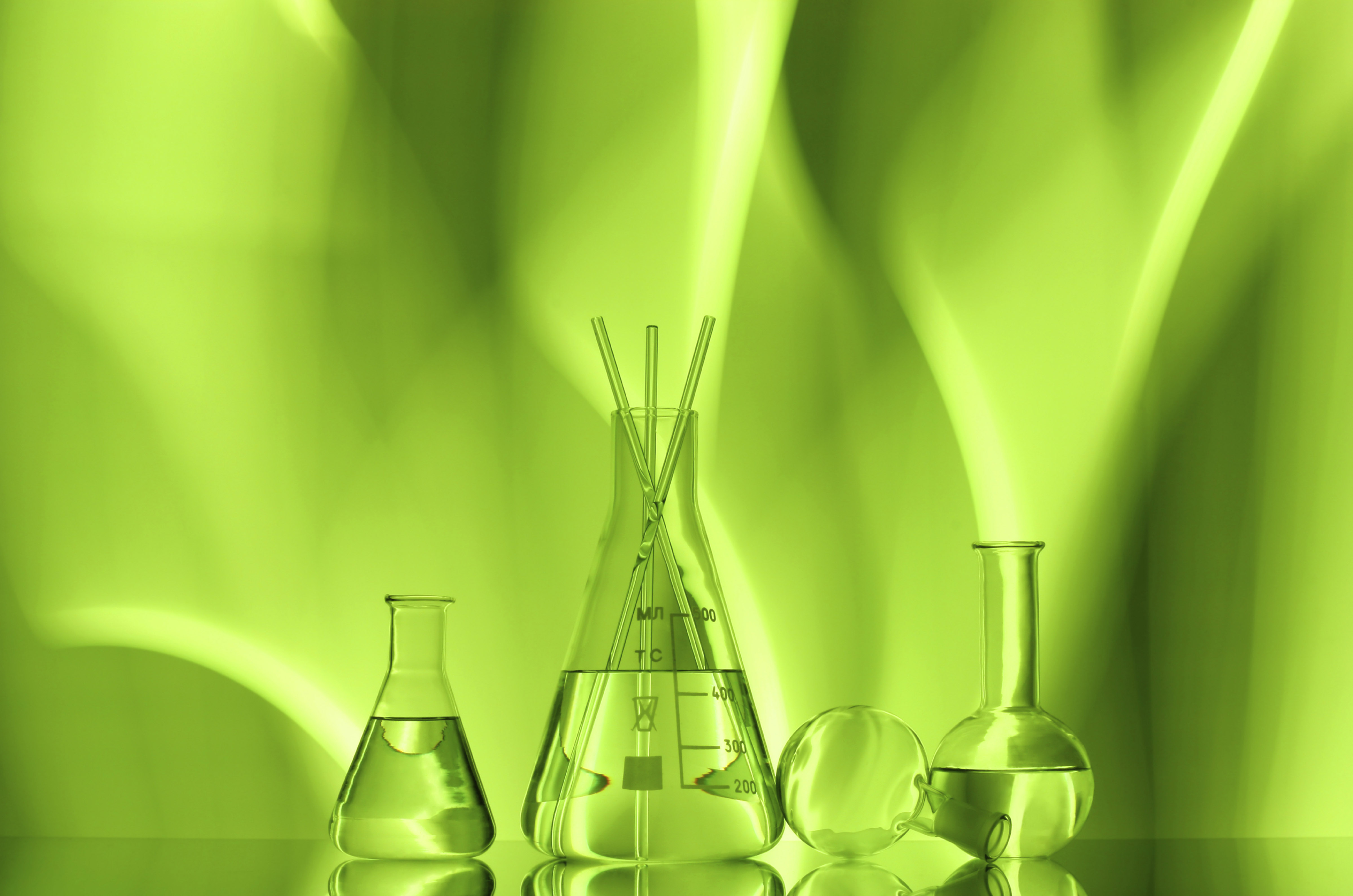 Laboratory Glassware On A Green Background Green Chemistry WallpaperUse