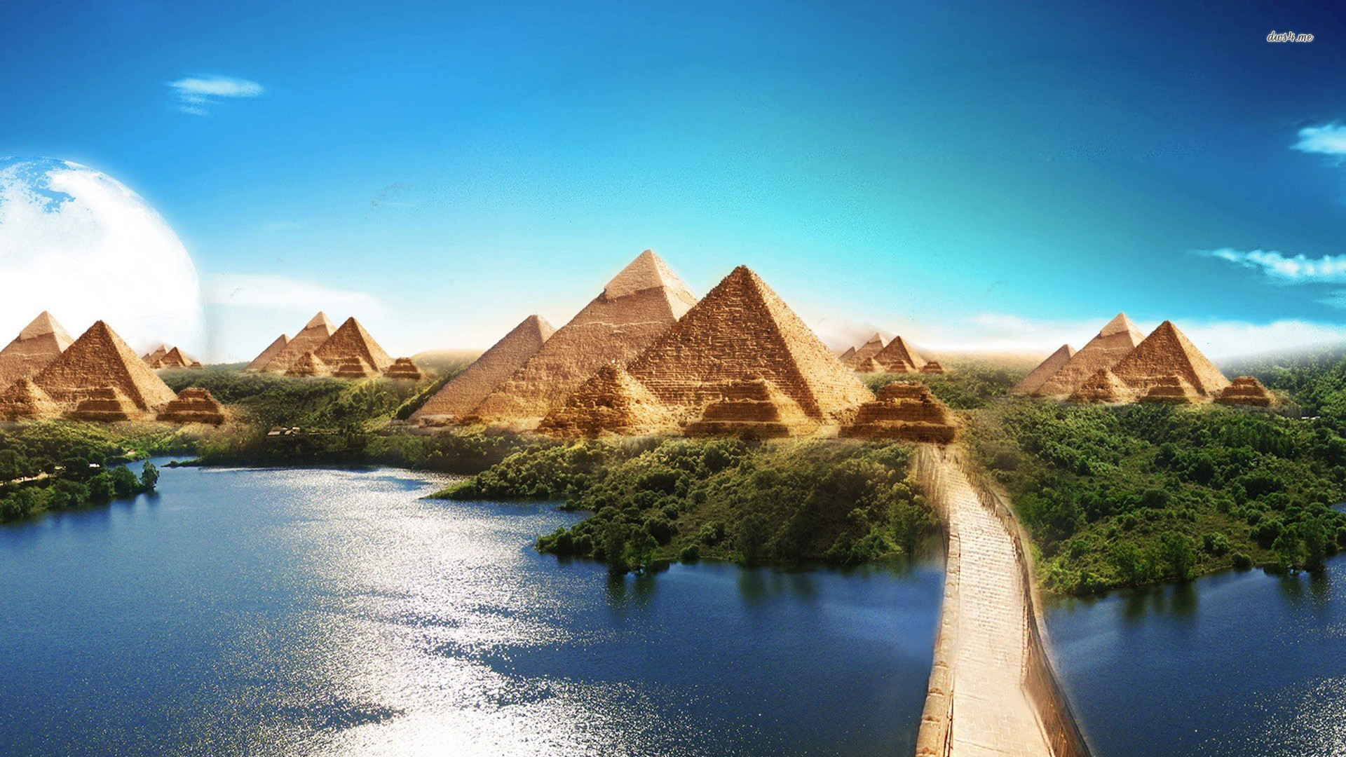 sfondo di piramidi di giza,paesaggio naturale,natura,riflessione,risorse idriche,cielo