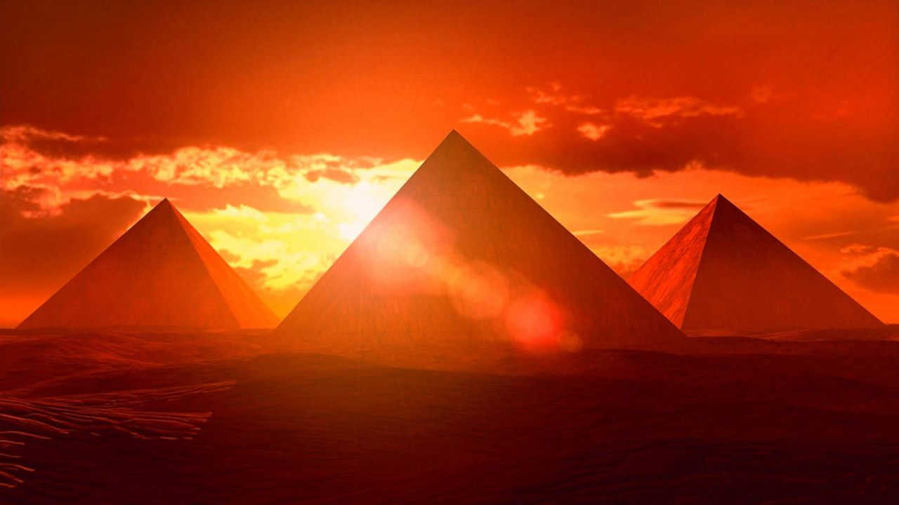 sfondo di piramidi di giza,piramide,cielo,arancia,monumento,ultimi bagliori