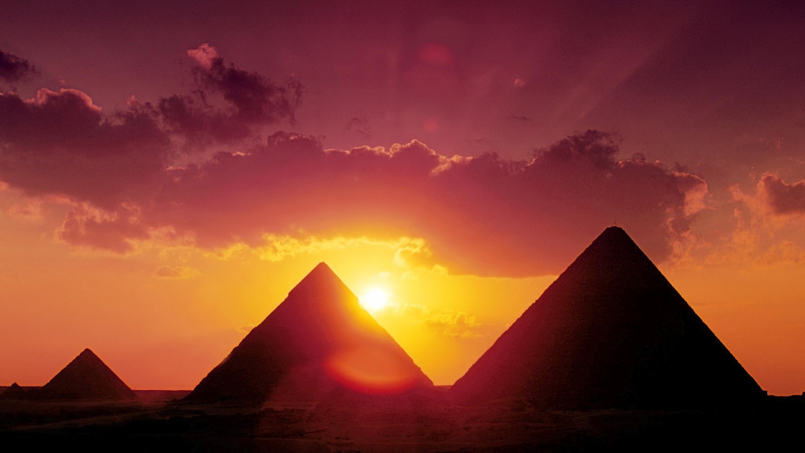pyramids of giza wallpaper,pyramid,sky,sunset,orange,monument