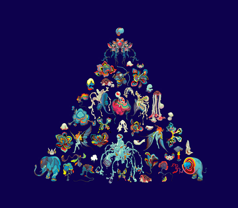 fondo de pantalla de pirámide negra,azul,árbol de navidad,texto,decoración navideña,ilustración