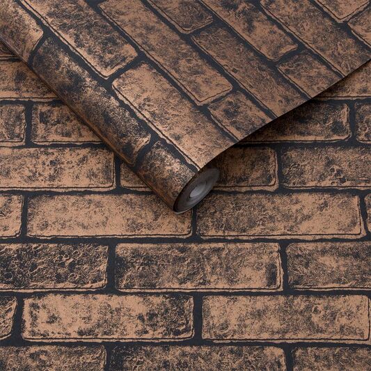 metallic brick wallpaper,wall,brick,brown,brickwork,tile