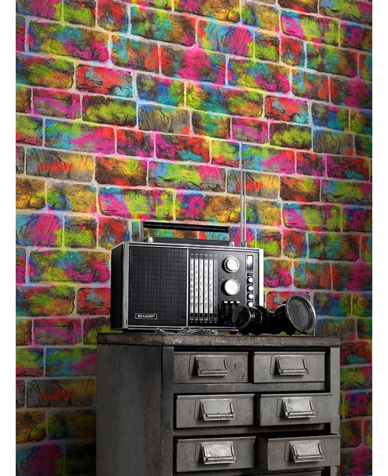 coloured brick wallpaper,wall,brick,pink,furniture,wallpaper