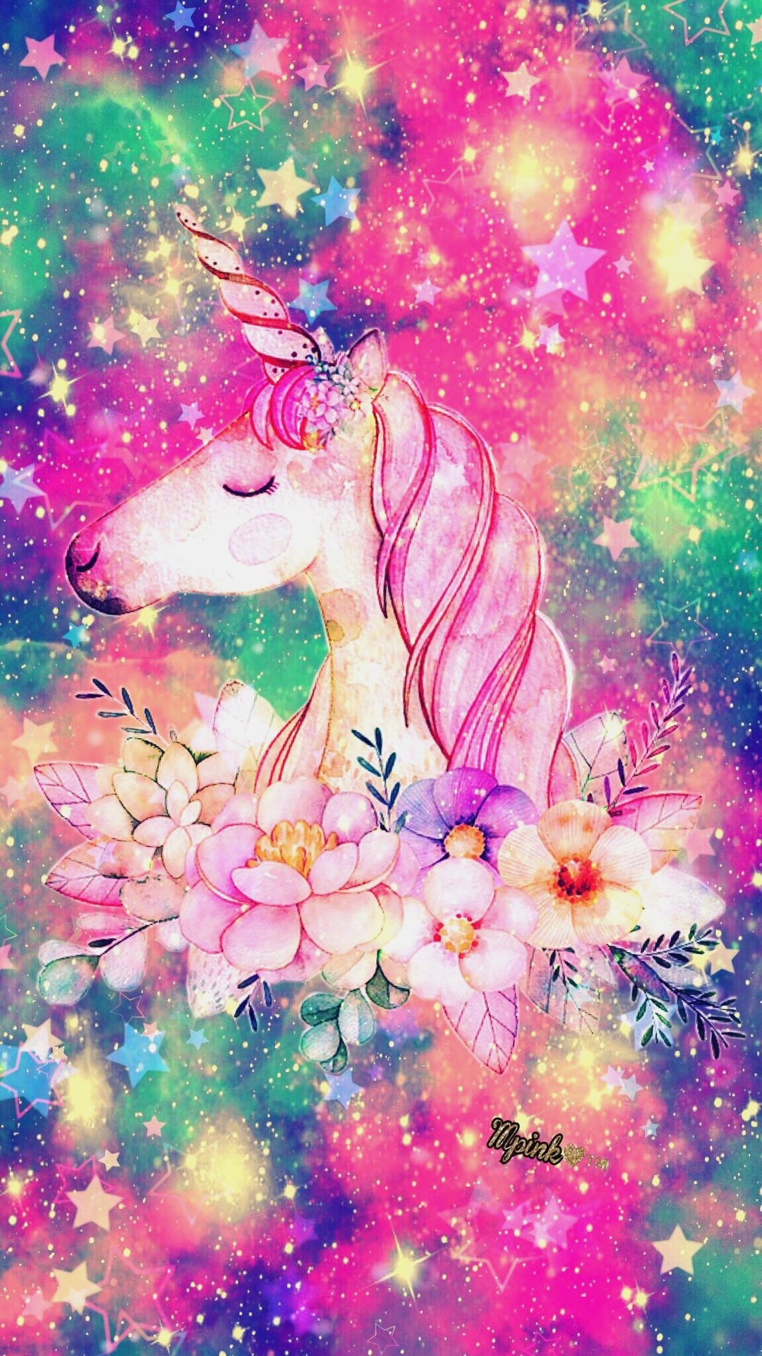 glitter wallpaper for girls,unicorn,fictional character,pink,mythical creature,illustration