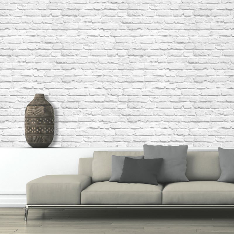 muriva brick wallpaper,wall,wallpaper,floor,brick,couch