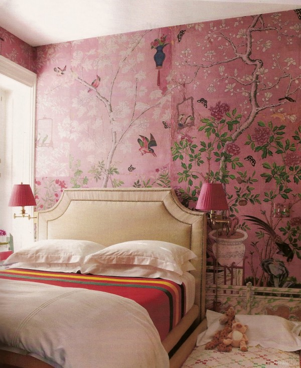 예쁜 침실 벽지,침실,침대,분홍,방,가구