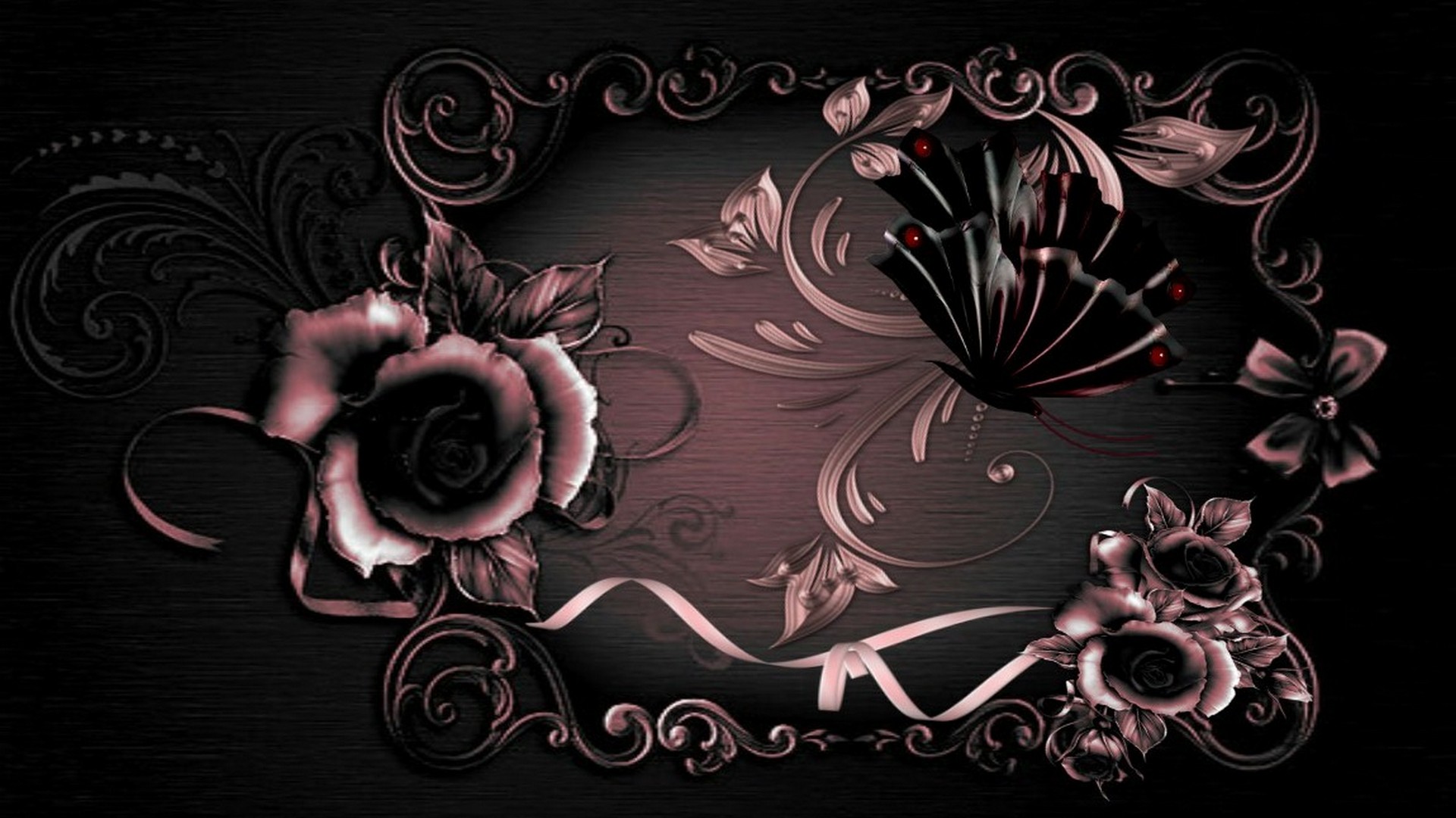 fond d'écran d'or mignon,noir,texte,rose,art floral,conception graphique