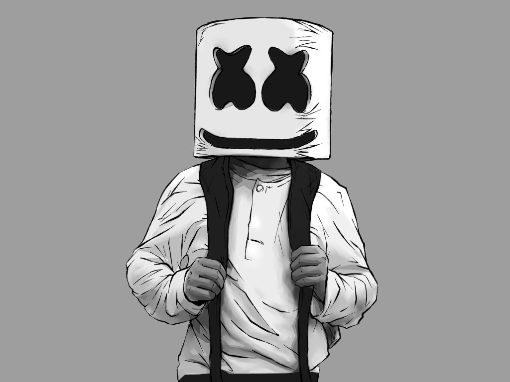 marshmello dj fondo de pantalla hd,blanco,capucha,ropa de calle,capucha,dibujos animados