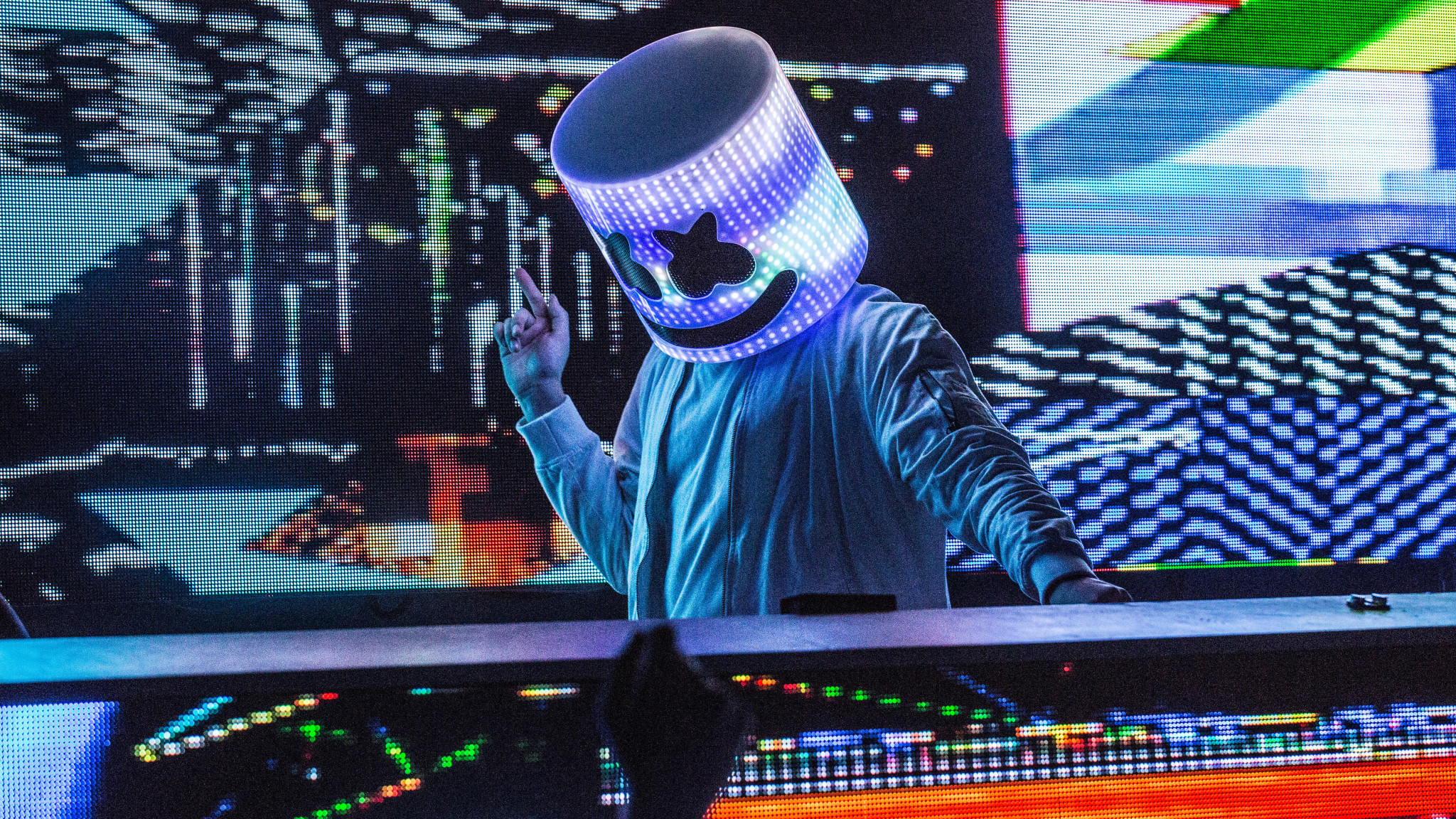 marshmello dj fondo de pantalla hd,dispositivo de demostracion,pantalla led,tecnología,electrónica,señalización