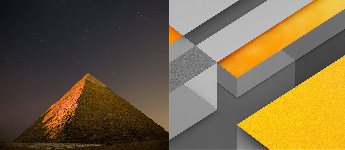 안드로이드 6.0 벽지,주황색,노랑,피라미드,선,화려 함