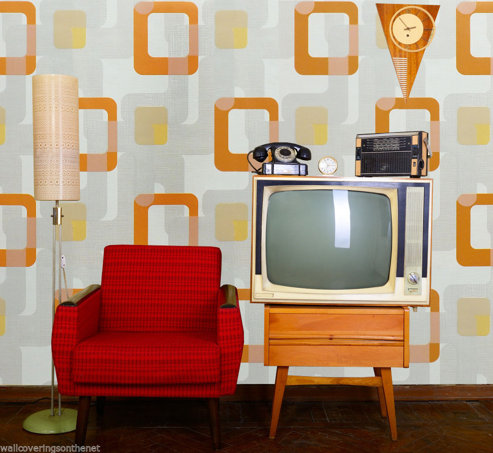 펑키 그레이 벽지,방,주황색,거실,벽,노랑