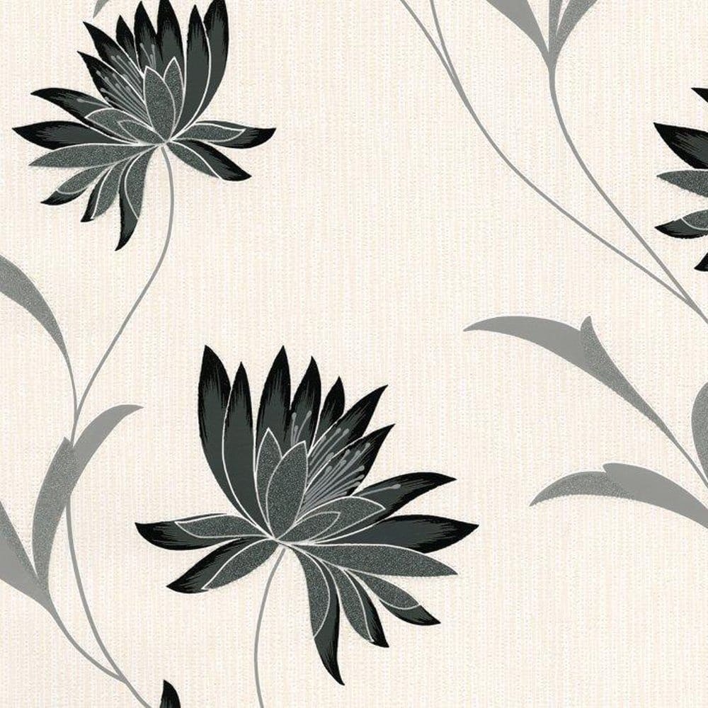 灰色のクリーム色の壁紙 葉 黒と白 工場 花 パターン Wallpaperuse 灰色のクリーム色の壁紙 葉 黒と白 工場 花 パターン Wallpaperuse