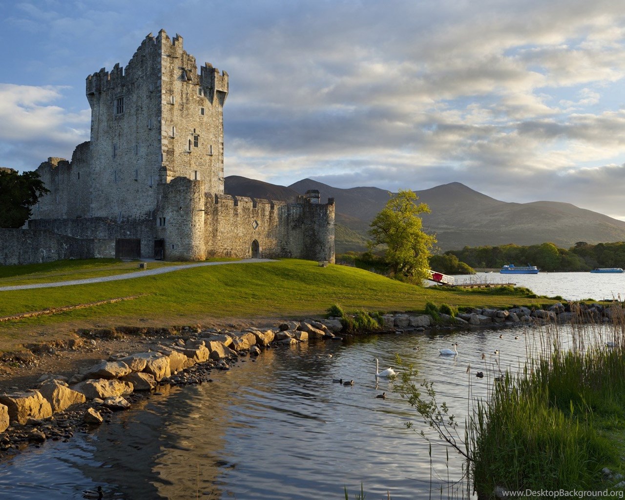 irlanda fondos de escritorio,paisaje natural,naturaleza,castillo,camino acuático,lago