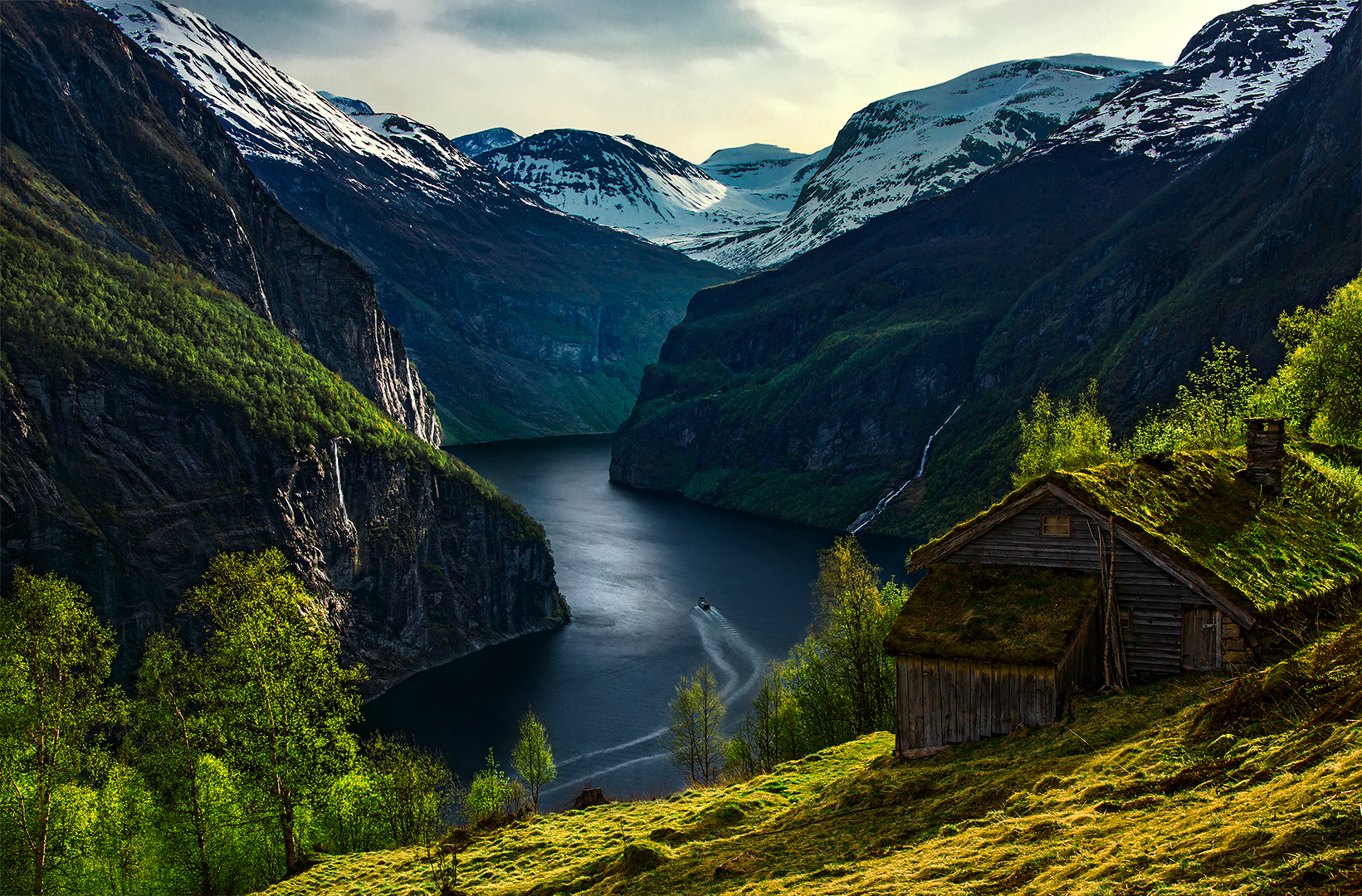 노르웨 겐 벽지,자연 경관,산,자연,협만,초록
