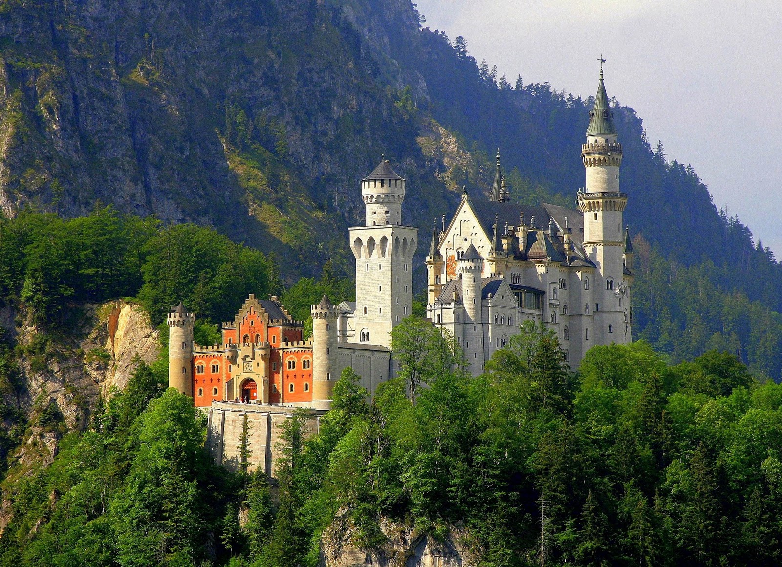 neuschwanstein castle wallpaper,landmark,hill station,nature,natural landscape,castle