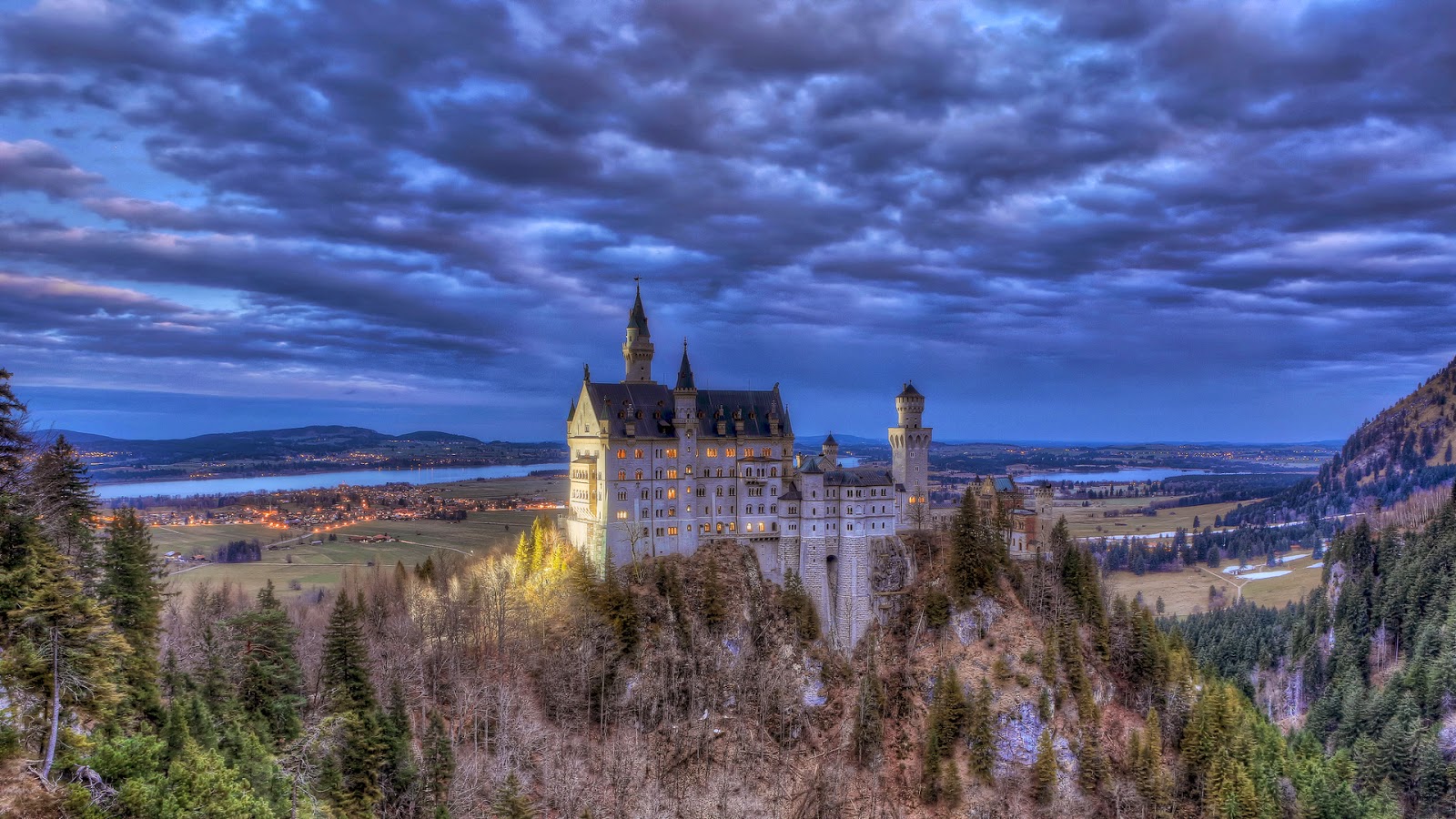 fond d'écran du château de neuschwanstein,ciel,la nature,château,paysage naturel,nuage