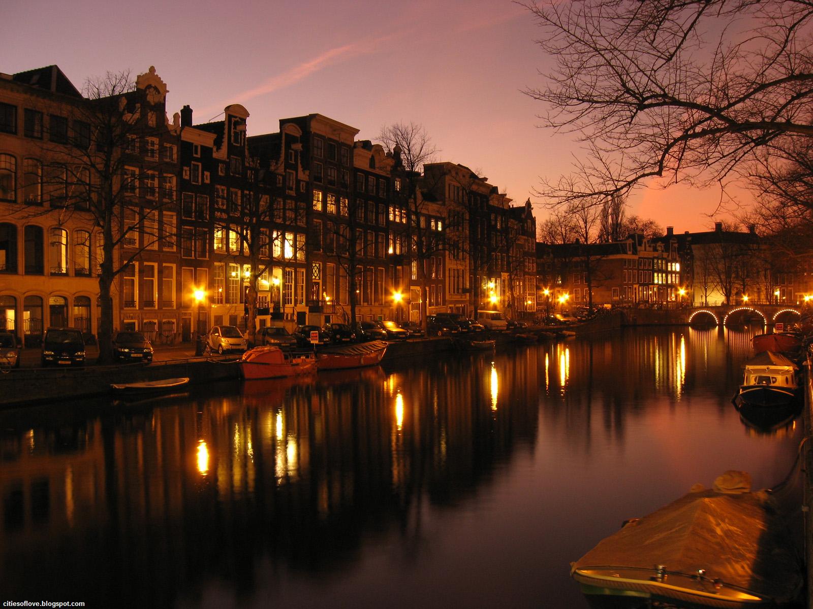 オランダの壁紙,運河,水路,水域,水,夜