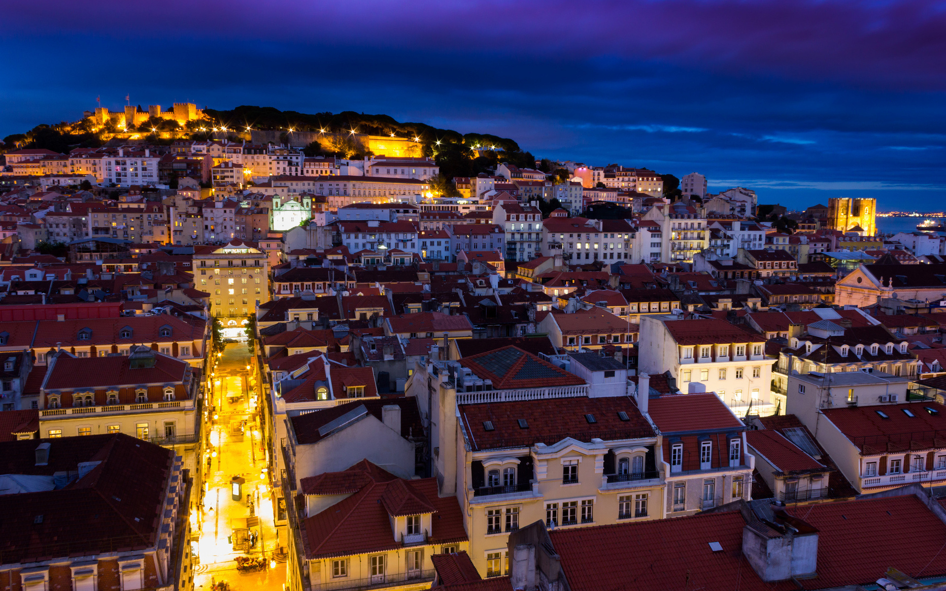 lissabon tapete,stadtbild,stadt, dorf,nacht,stadt