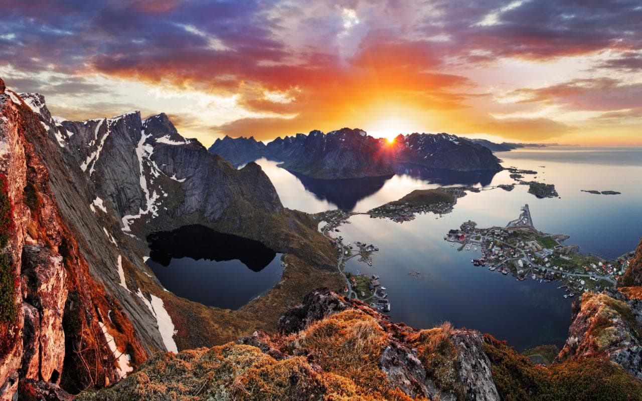norwegian wallpaper,natural landscape,nature,sky,mountain,mountainous landforms