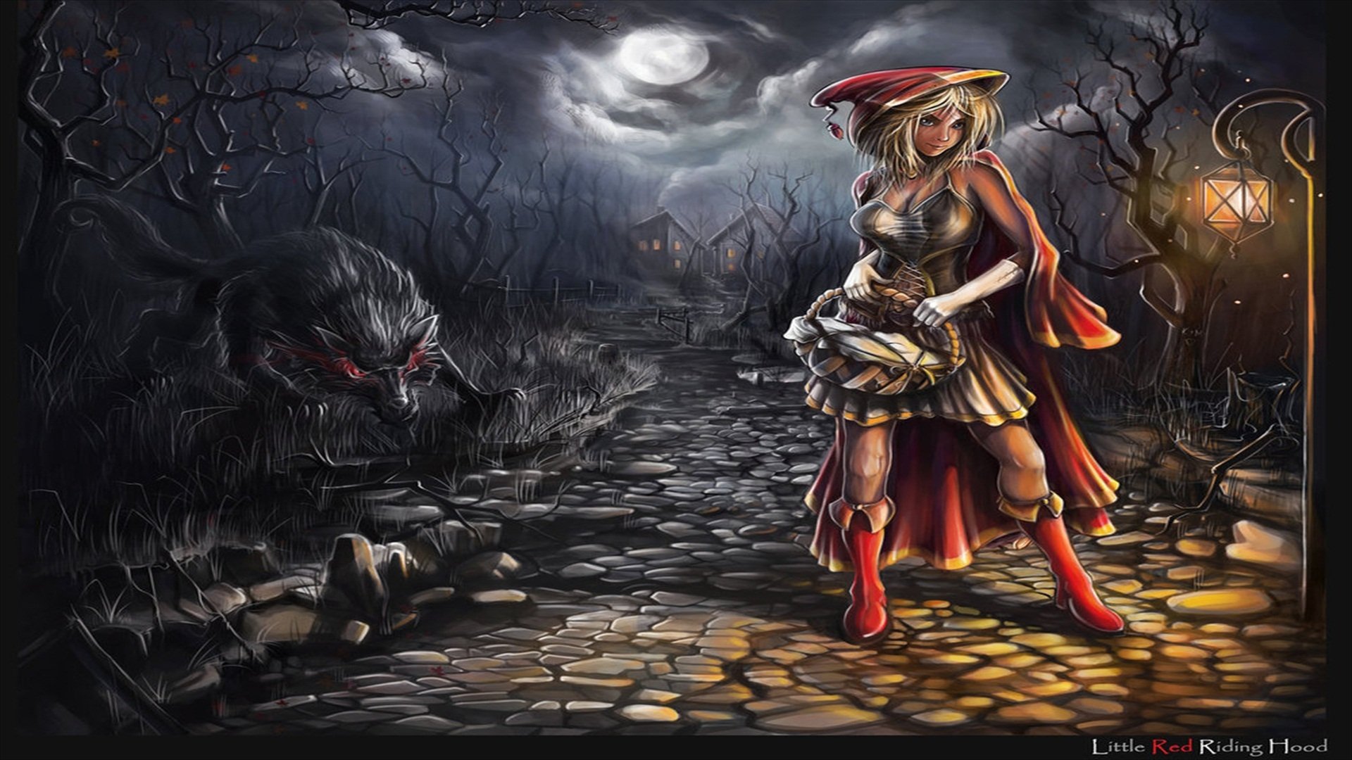red riding hood wallpaper,action adventure game,cg artwork,art,darkness,mythology
