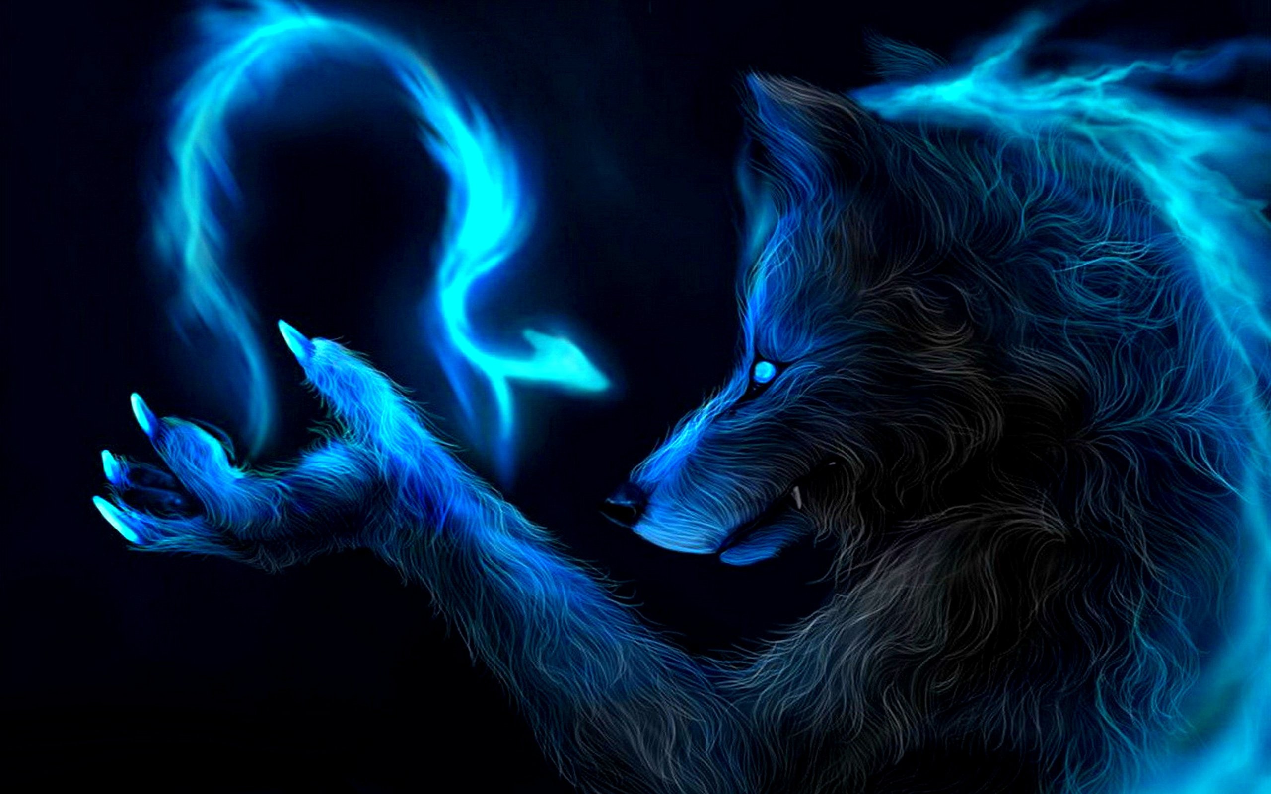 mejor fondo de pantalla,azul eléctrico,oscuridad,lobo,arte fractal,personaje de ficción