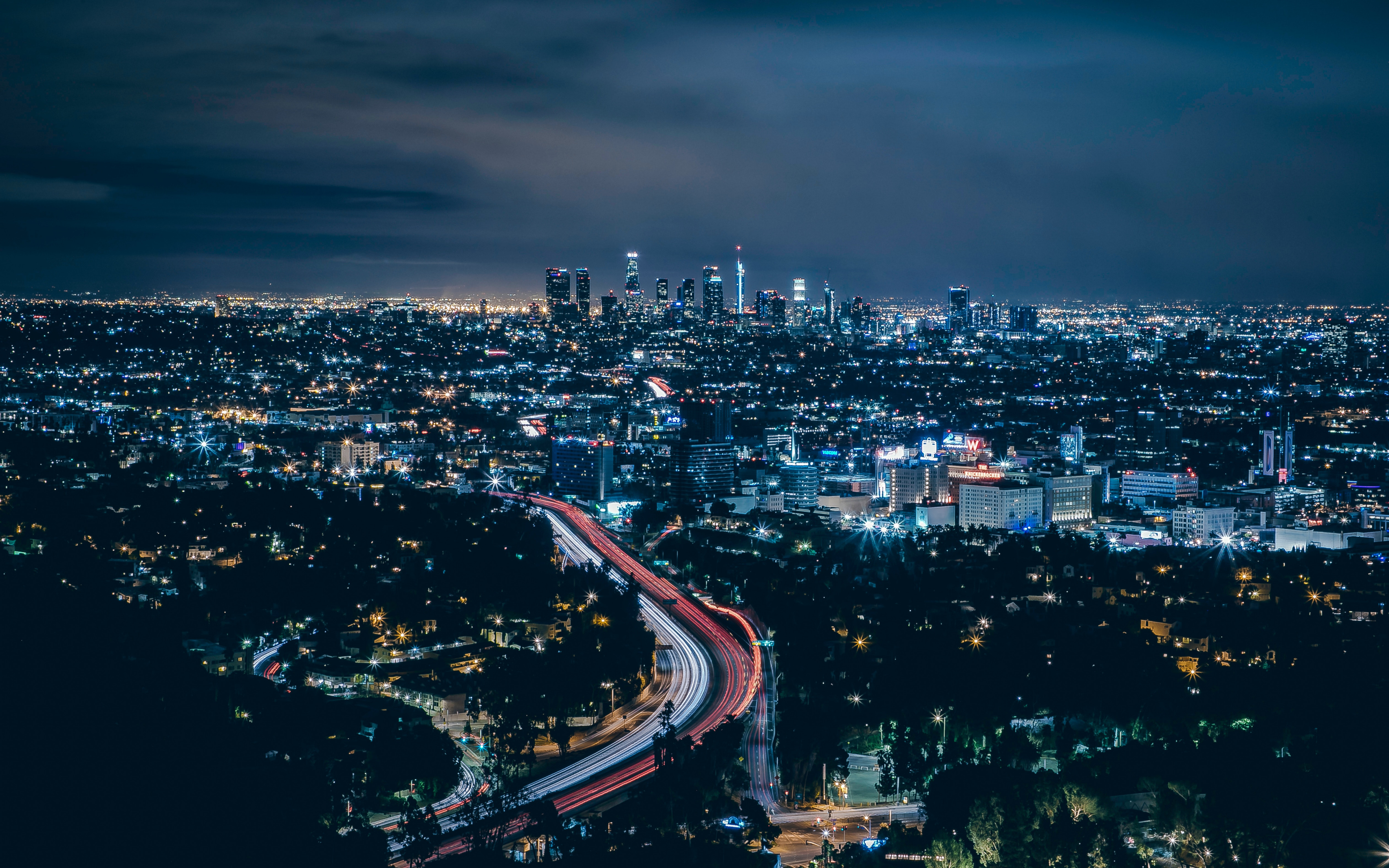 fond d'écran los angeles 4k,paysage urbain,zone métropolitaine,ville,zone urbaine,nuit