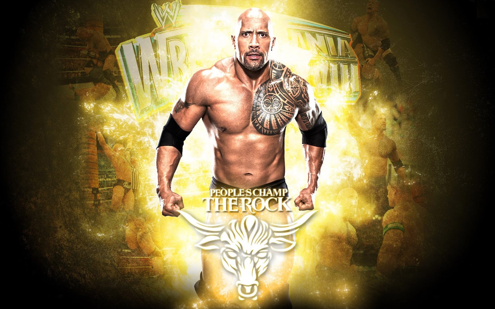 rock wallpaper download,wrestler,professional wrestling,poster,muscle,mythology