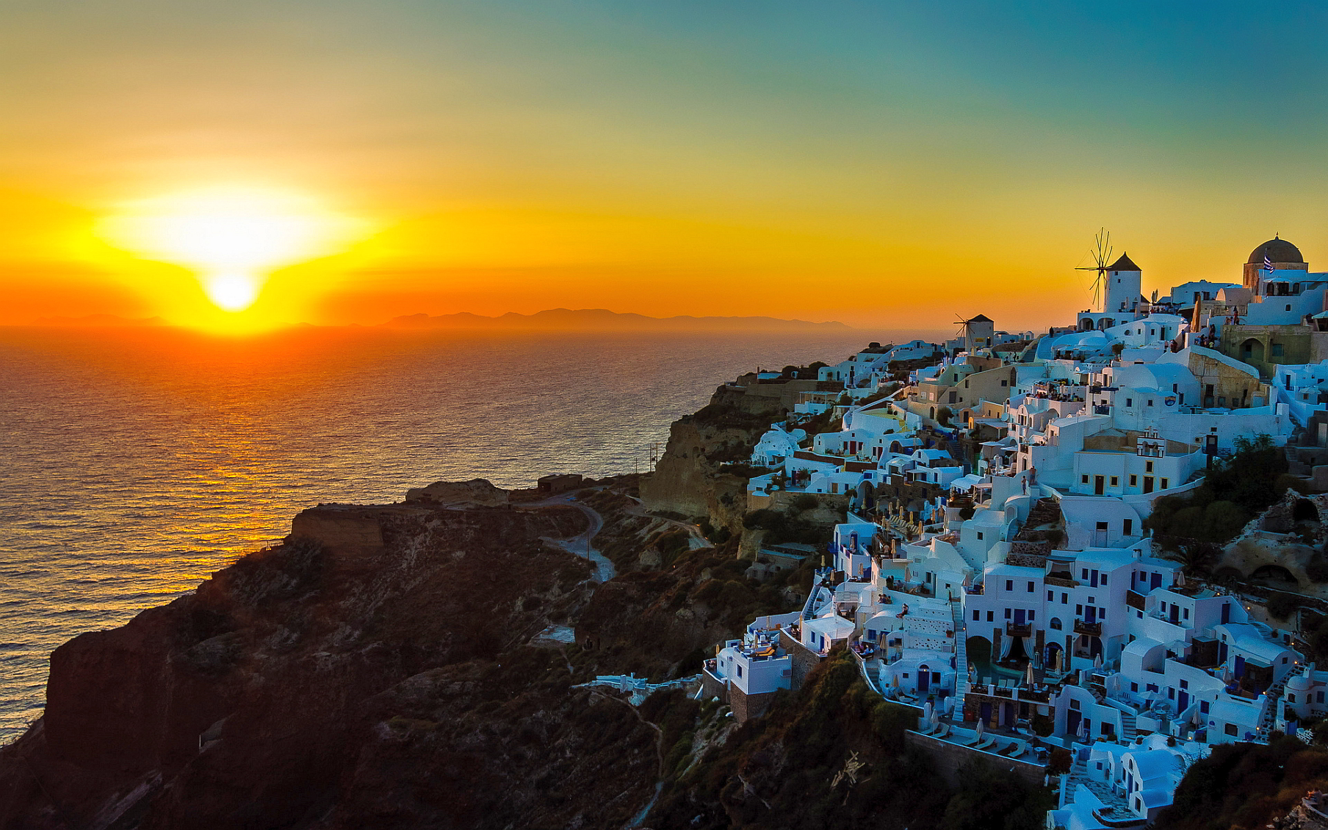 greece desktop wallpaper,sky,horizon,sea,coast,sunset