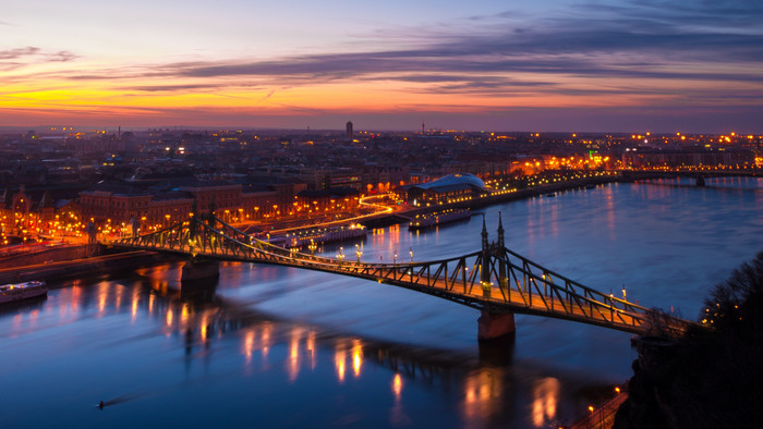 ハンガリーの壁紙,空,ブリッジ,都市の景観,夕暮れ,川