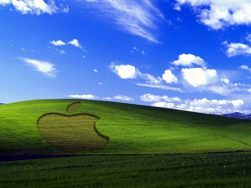 apple computer wallpaper,natural landscape,grassland,sky,green,nature