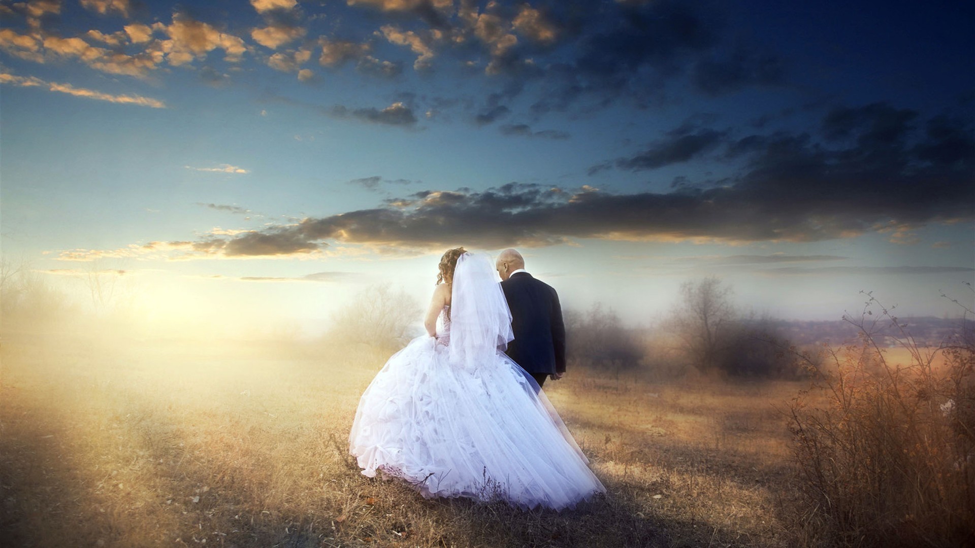 hochzeit wallpaper,photograph,bride,sky,gown,dress