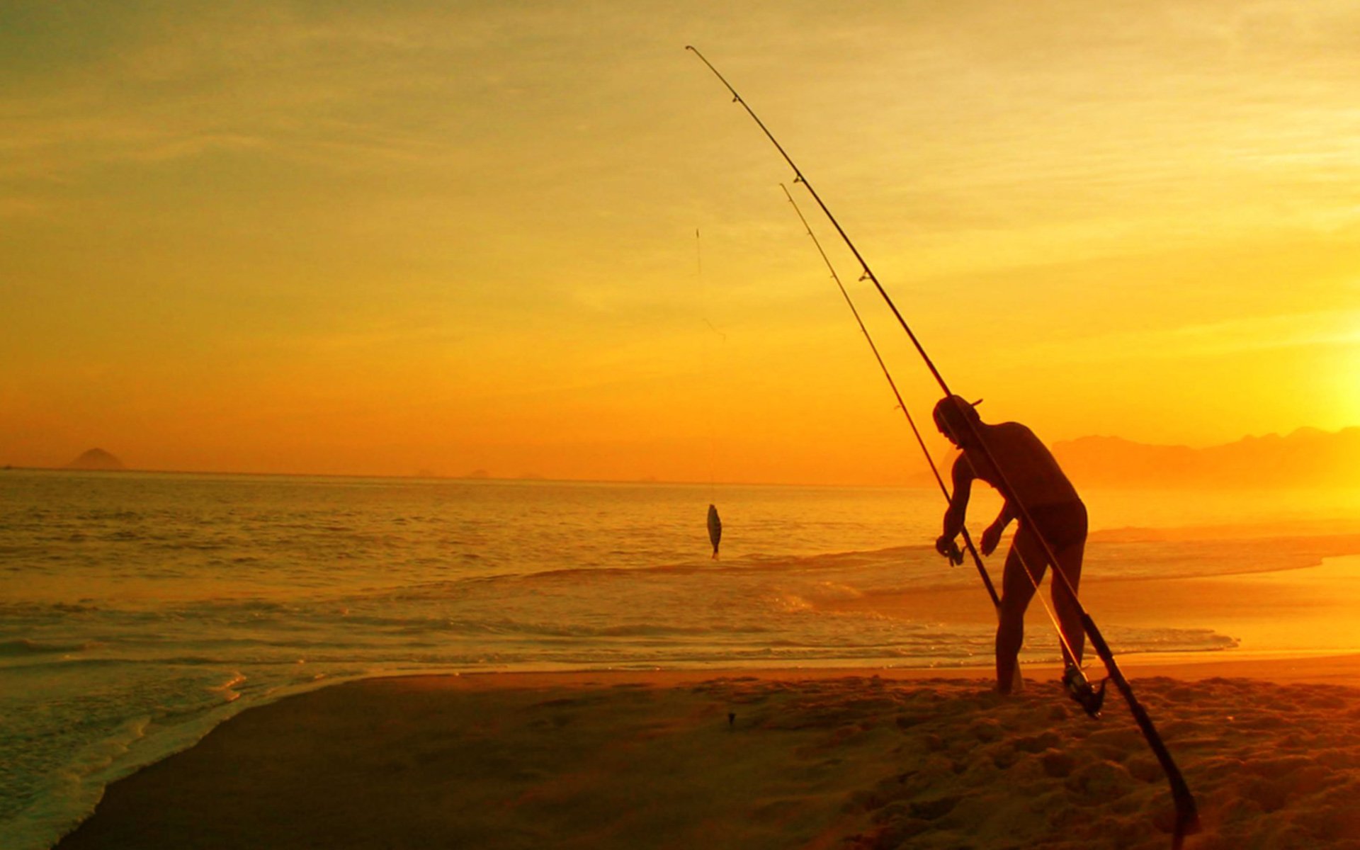 cool fishing wallpapers,fishing rod,horizon,sky,surf fishing,fishing