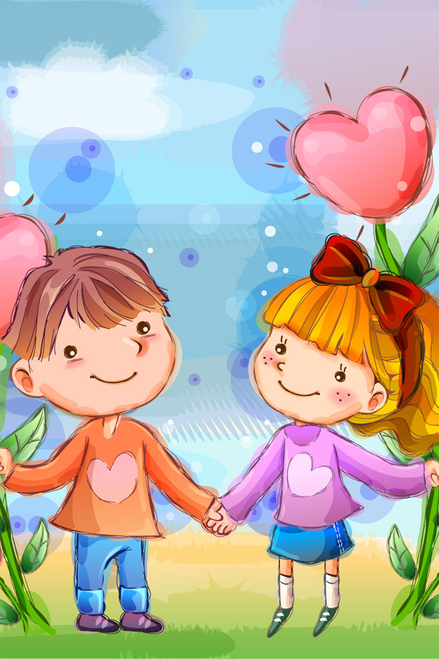 hd wallpapers for mobile phones,cartoon,animated cartoon,illustration,friendship,child