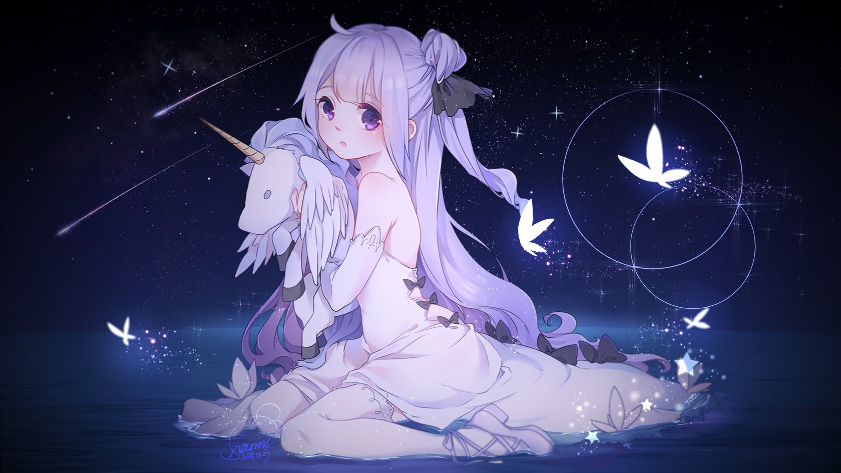 unicorn wallpaper,anime,cg artwork,sky,cartoon,fictional character